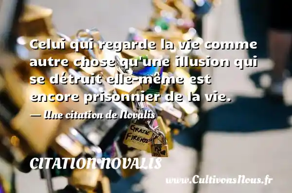 Celui qui regarde la vie comme autre chose qu’une illusion qui se détruit elle-même - Citation Novalis