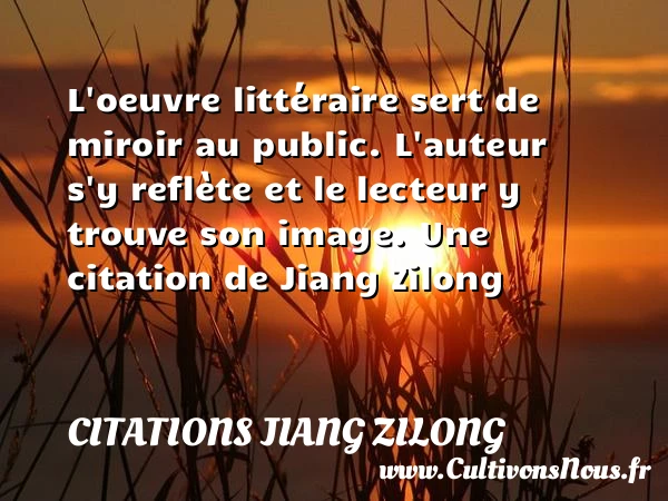 L’oeuvre littéraire sert de miroir au public. L’auteur s’y reflète et le lecteur y - Citations Jiang Zilong
