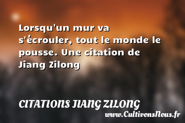 Lorsqu’un mur va s’écrouler, tout le monde le - Citations Jiang Zilong