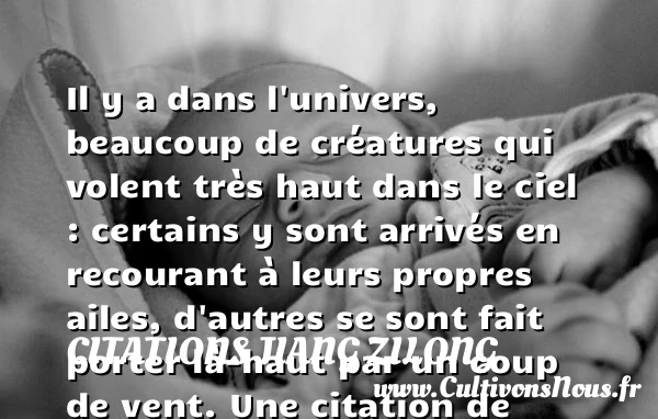 Il y a dans l’univers, beaucoup de créatures qui volent très haut dans le - Citations Jiang Zilong