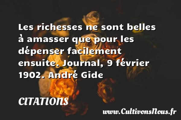 Les richesses ne sont belles à amasser - Citations - Citations André Gide - Citation richesse