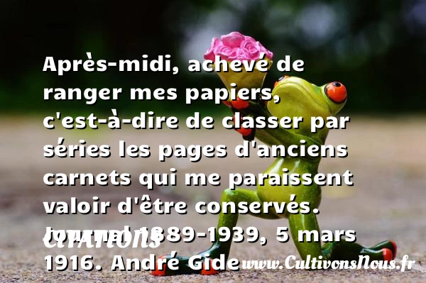 Après-midi, achevé de ranger mes - Citations - Citations André Gide
