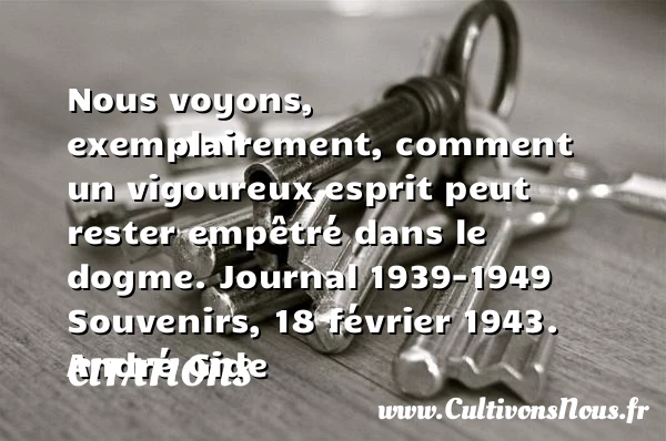 Nous voyons, exemplairement, comment - Citations - Citations André Gide