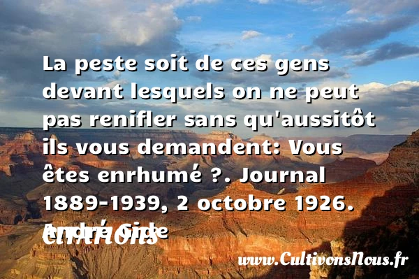 La peste soit de ces gens devant - Citations - Citations André Gide