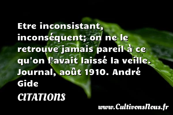Etre inconsistant, inconséquent; on ne - Citations - Citations André Gide