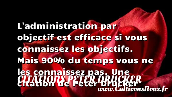 L’administration par objectif est efficace si vous connaissez les objectifs. Mais - Citations Peter Drucker