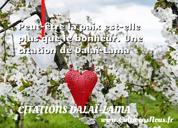 Peut-être la paix est-elle plus que le bonheur. - Citations Dalaï-Lama