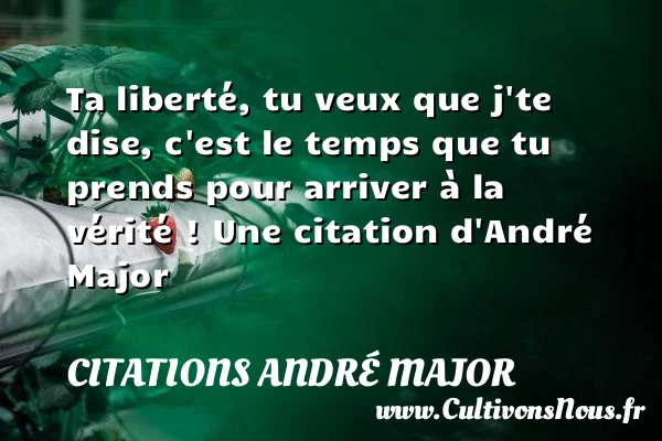 Ta liberté, tu veux que j’te dise, c’est - Citations André Major