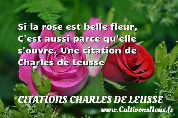 Si la rose est belle fleur, C’est aussi parce qu’elle - Citations Charles de Leusse