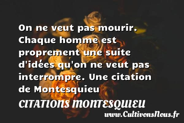 On ne veut pas mourir. Chaque homme est proprement une - Citations Montesquieu