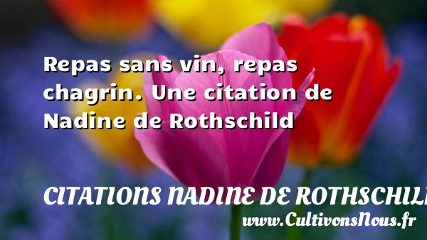 Repas sans vin, repas chagrin. - Citations Nadine de Rothschild
