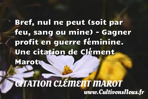 Bref, nul ne peut (soit par feu, sang - Citation Clément Marot