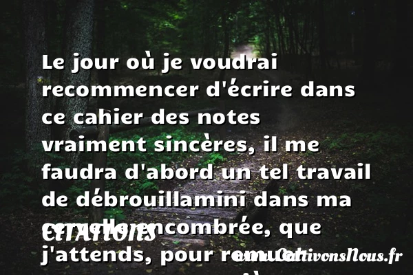 Le jour où je voudrai recommencer - Citations - Citations André Gide - Citation travail