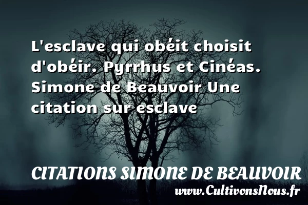 L’esclave qui obéit choisit d’obéir. - Citations Simone de Beauvoir - Citation esclave