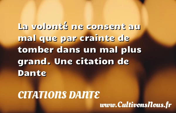 La volonté ne consent au mal que par crainte - Citations Dante
