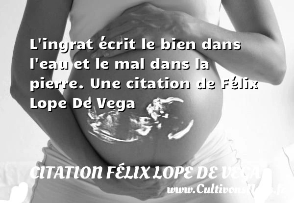 L’ingrat écrit le bien dans l’eau et le mal dans - Citation Félix Lope De Vega