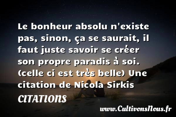 Le bonheur absolu n’existe pas, sinon - Citations - Citations Nicolas Sirkis