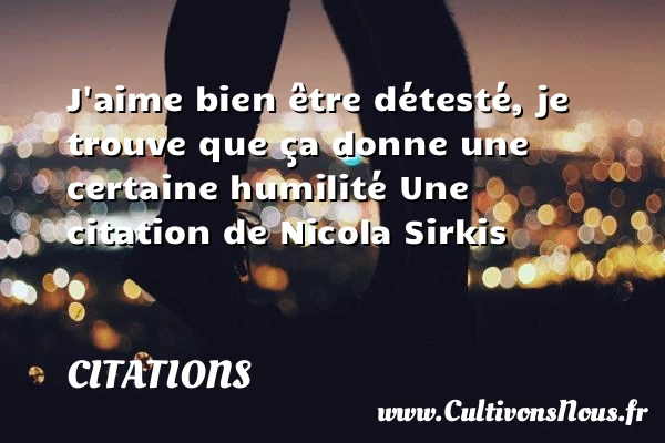 J’aime bien être détesté - Citations - Citations Nicolas Sirkis