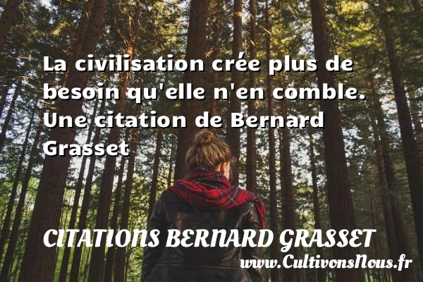 La civilisation crée plus de besoin qu’elle n’en - Citations Bernard Grasset