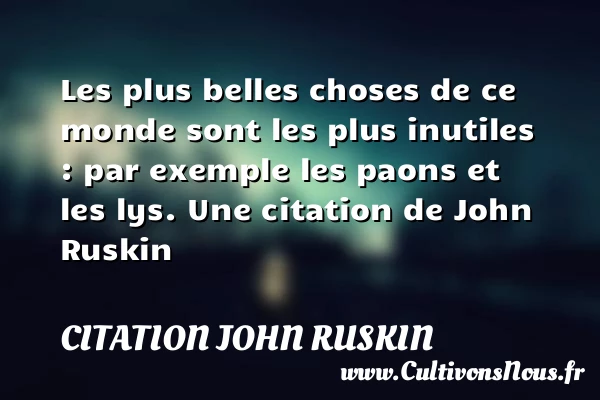 Les plus belles choses de ce monde sont - Citation John Ruskin