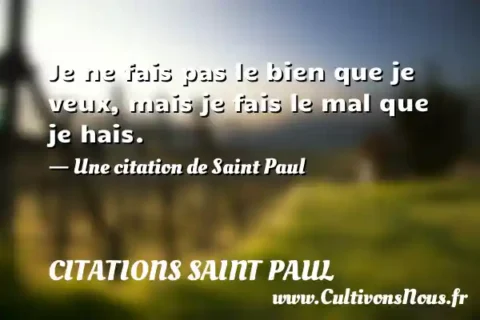 Je ne fais pas le bien que je veux, mais je fais le mal que je hais. - Une citation de Saint Paul CITATIONS SAINT PAUL