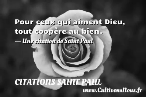Pour ceux qui aiment Dieu, tout coopère au bien. - Une citation de Saint Paul CITATIONS SAINT PAUL