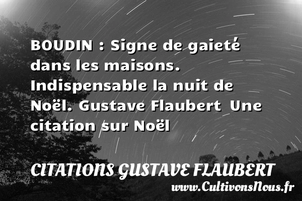 BOUDIN : Signe de gaieté dans les maisons - Citations Gustave Flaubert - Citation Noël
