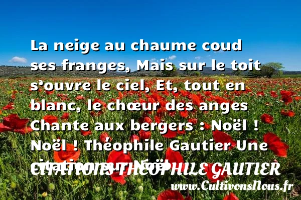 La neige au chaume coud ses franges, - Citations Théophile Gautier - Citation Noël