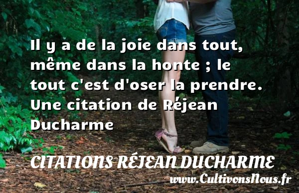 Il y a de la joie dans tout, même dans la - Citations Réjean Ducharme