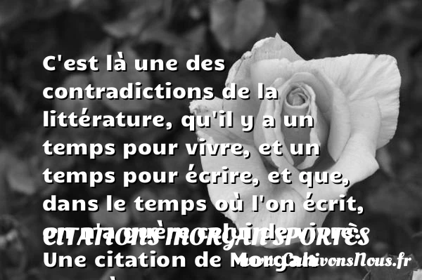 C’est là une des contradictions de la littérature, qu’il y a - Citations Morgan Sportès