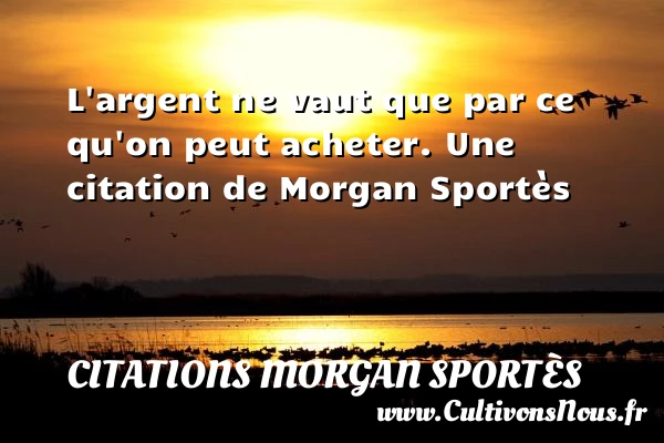 L’argent ne vaut que par ce qu’on peut - Citations Morgan Sportès