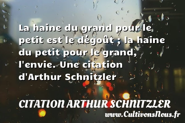 La haine du grand pour le petit est - Citation Arthur Schnitzler
