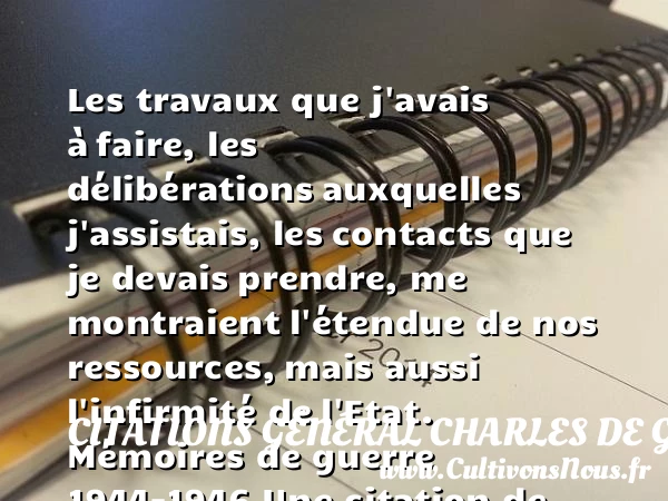 Les travaux que j’avais à - Citations Général Charles de Gaulle - Citation mémoire