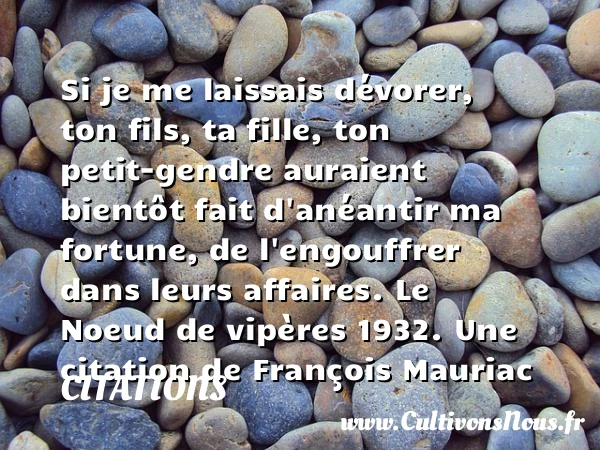 Si je me laissais dévorer, ton - Citations - Citations François Mauriac - Citation ma fille