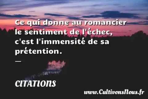 Ce qui donne au romancier le sentiment de l échec, c est l immensité de sa prétention. -   CITATIONS