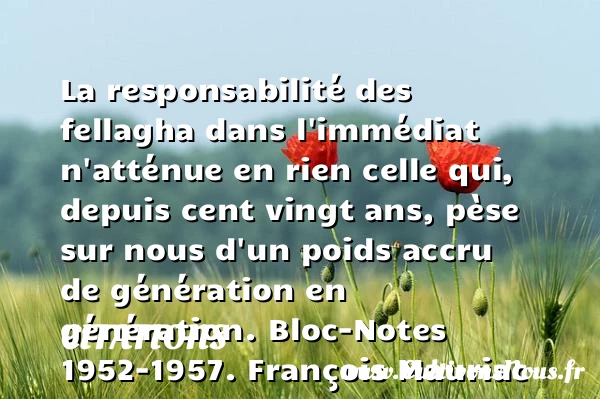 La responsabilité des fellagha - Citations - Citations François Mauriac - Citation génération