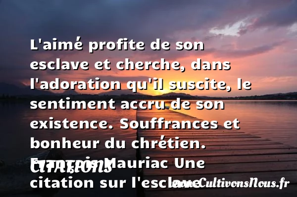 L’aimé profite de son esclave - Citations - Citations François Mauriac - Citation esclave