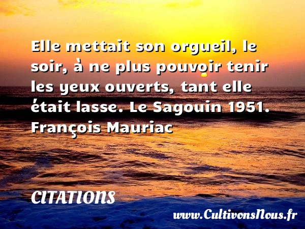 Elle mettait son orgueil, le - Citations - Citations François Mauriac - Citation orgueil