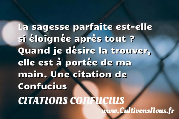La sagesse parfaite est-elle - Citations Confucius - Citation sagesse