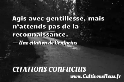 Agis avec gentillesse, mais n’attends pas de la reconnaissance. - Une citation de Confucius CITATIONS CONFUCIUS