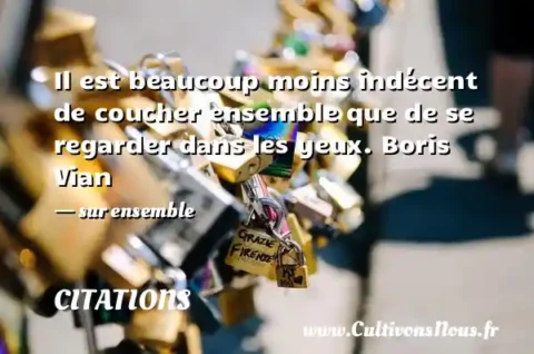 Il est beaucoup moins indécent de coucher ensemble que de se regarder dans les yeux. Boris Vian - sur ensemble CITATIONS