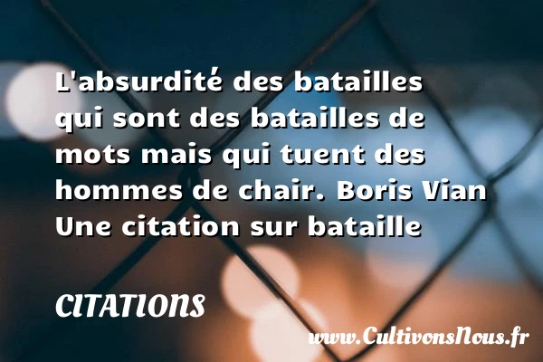 L’absurdité des batailles - Citations - Citations Boris Vian - Citation bataille
