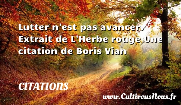 Lutter n’est pas avancer. - Citations - Citations Boris Vian - Citation lutte