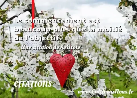 Le commencement est beaucoup plus que la moitié de l objectif. - Une citation de Aristote CITATIONS