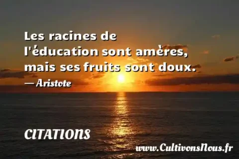 Les racines de l éducation sont amères, mais ses fruits sont doux. - Aristote CITATIONS