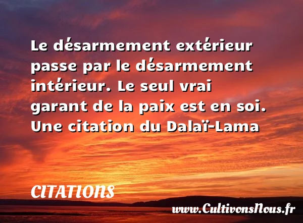 Le désarmement extérieur - Citations - Citations Dalaï-Lama