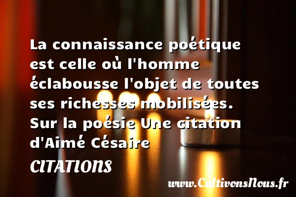 La connaissance poétique est - Citations - Citations Aimé Césaire - Citation connaissance