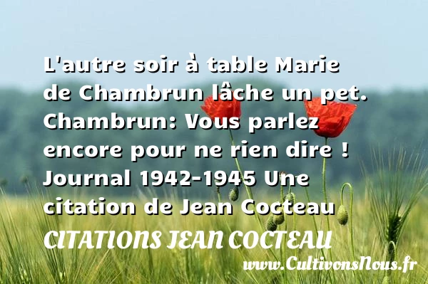 L’autre soir à table Marie - Citations Jean Cocteau - Citation soir