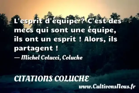 L esprit d équipe ? C est des mecs qui sont une équipe, ils ont un esprit ! Alors, ils partagent ! - Michel Colucci, Coluche CITATIONS COLUCHE