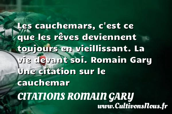 les cauchemars, c’est ce - Citations Romain Gary - Citation cauchemar